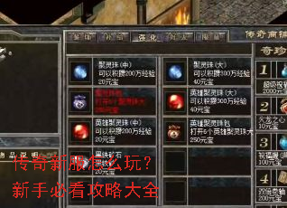 传奇新服怎么玩?新手必看攻略大全 传奇新服怎么玩?新手必看攻略大全