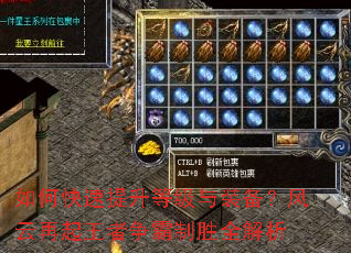 如何快速提升等级与装备?风云再起王者争霸制胜全解析 如何快速提升等级与装备?风云再起王者争霸制胜全解析